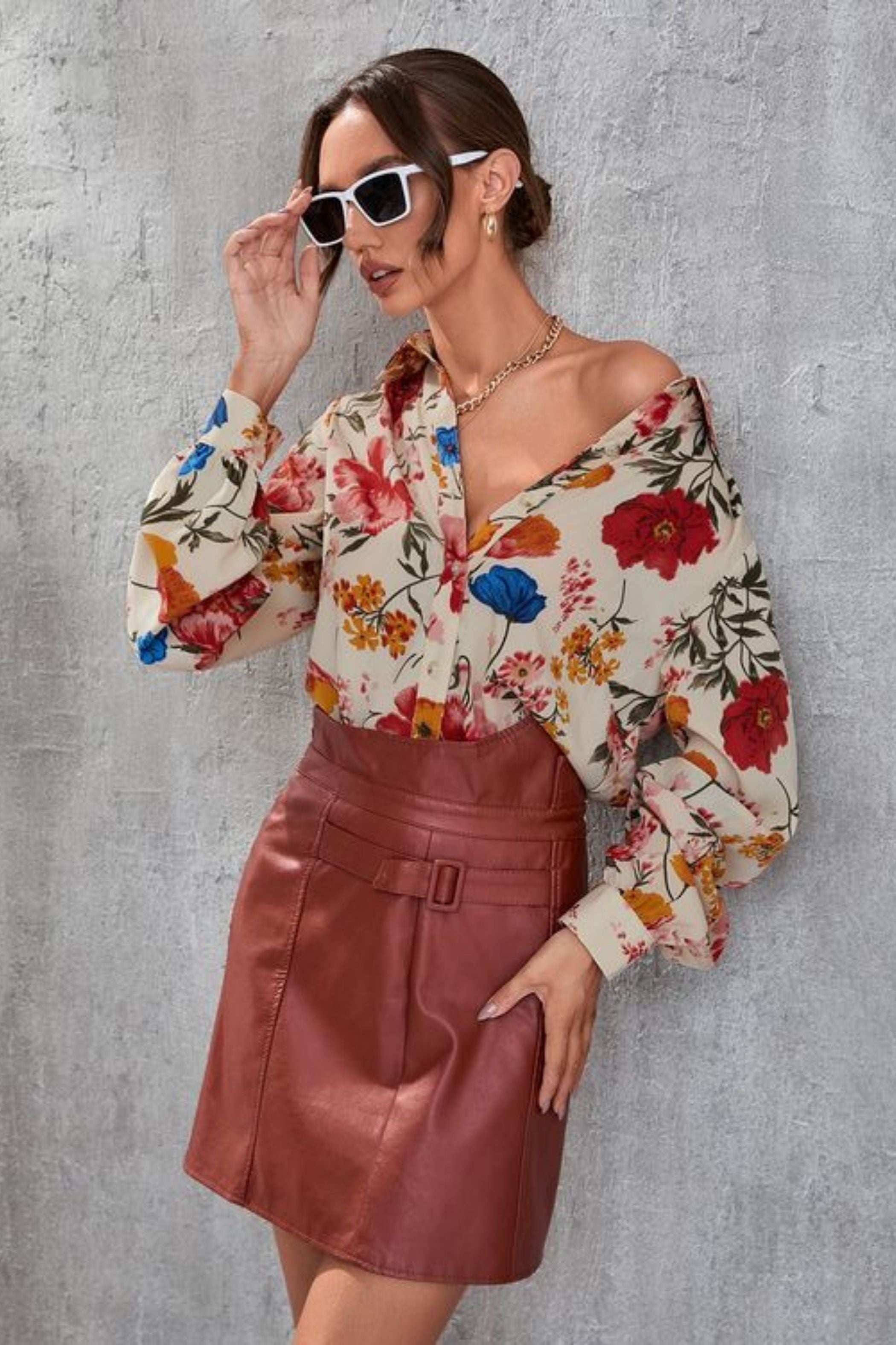 FLORAL PRINT FRONT BUTTON SHIRT 3