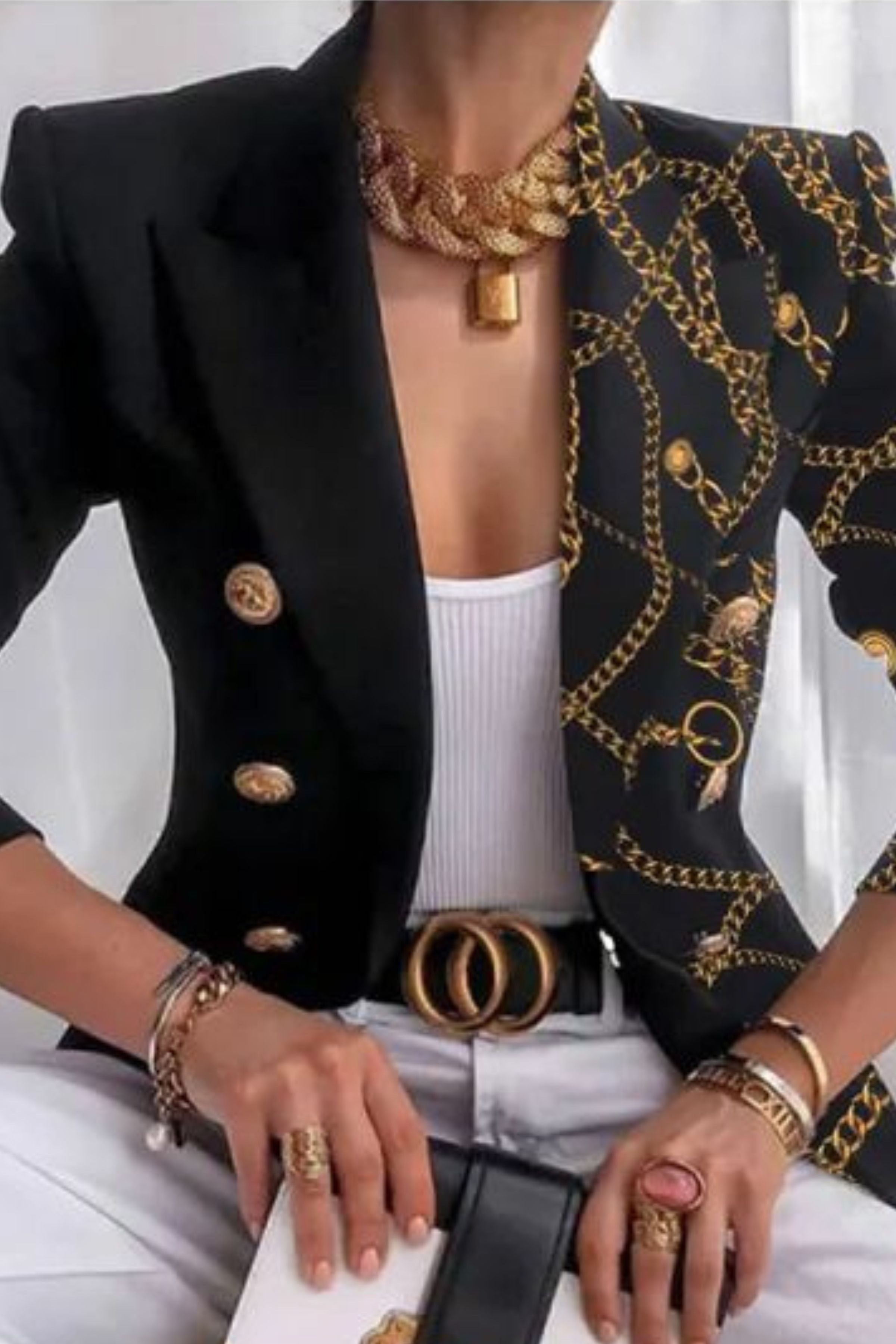 GOLD ZIPPER BLAZER 