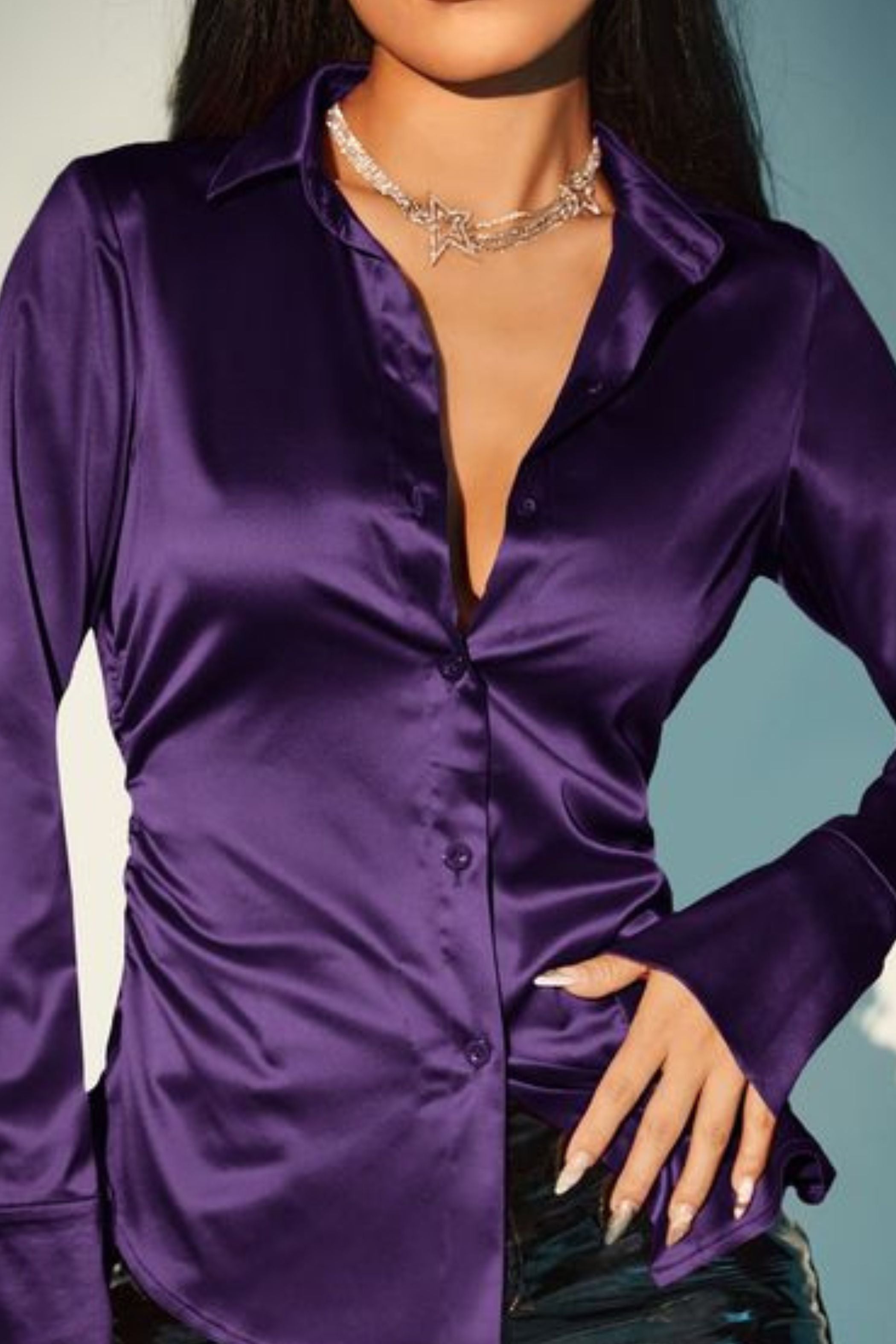 GRAPE SATIN SHIRT 3