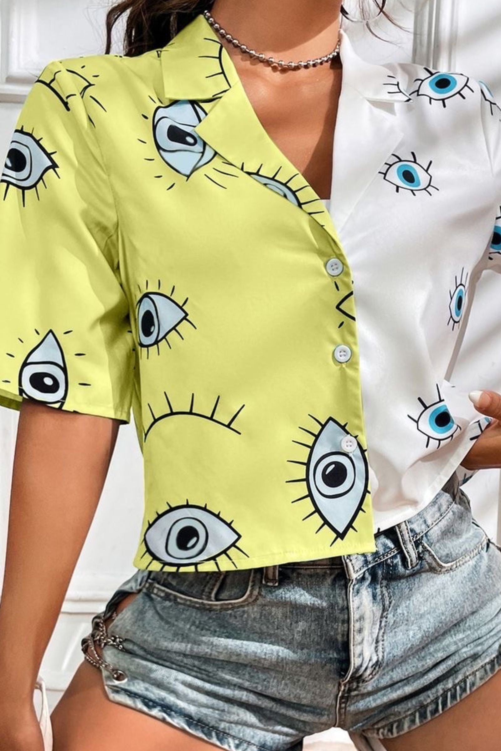 Half Yellow And White Evil Eye Shirt