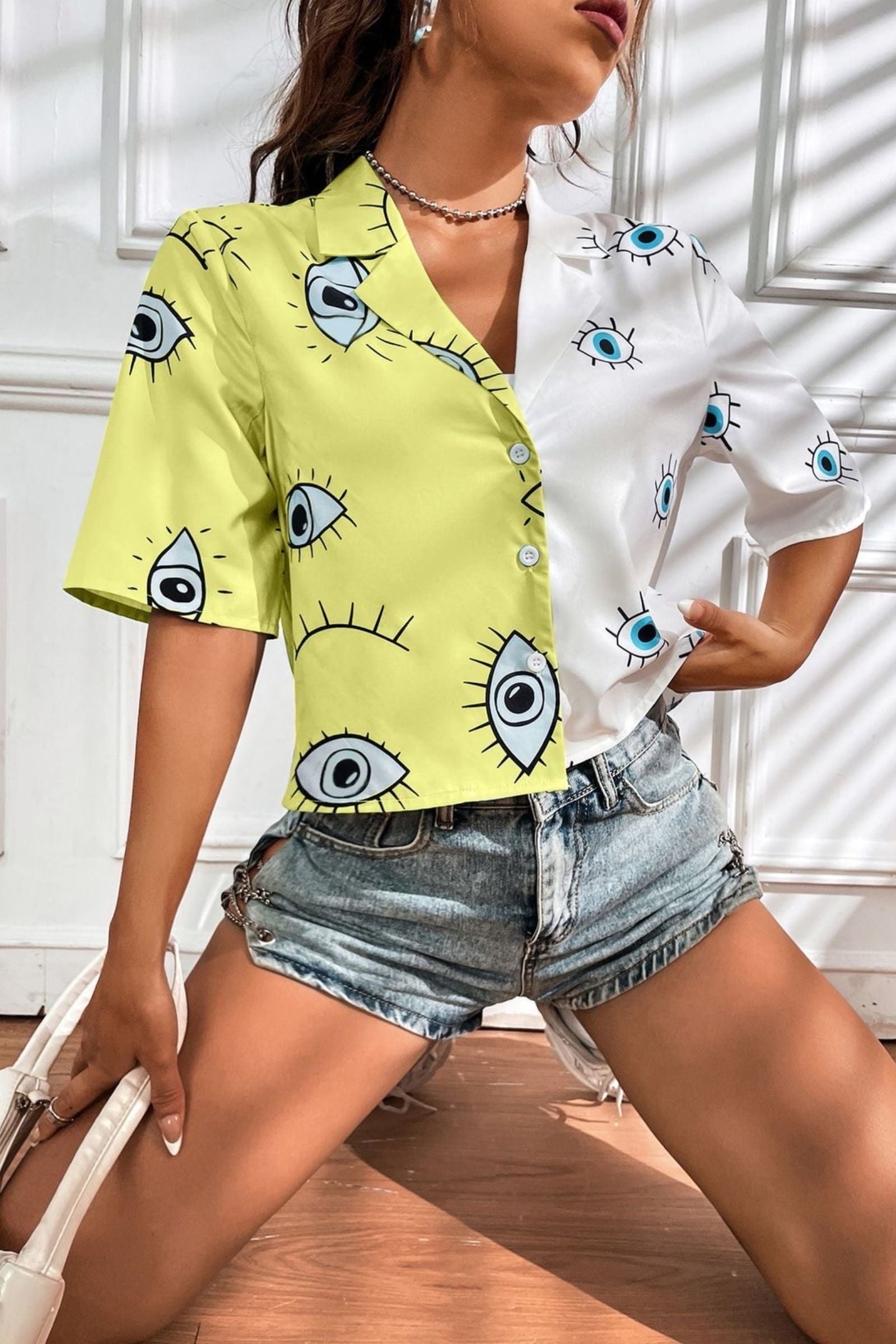 Half Yellow And White Evil Eye Shirt 1