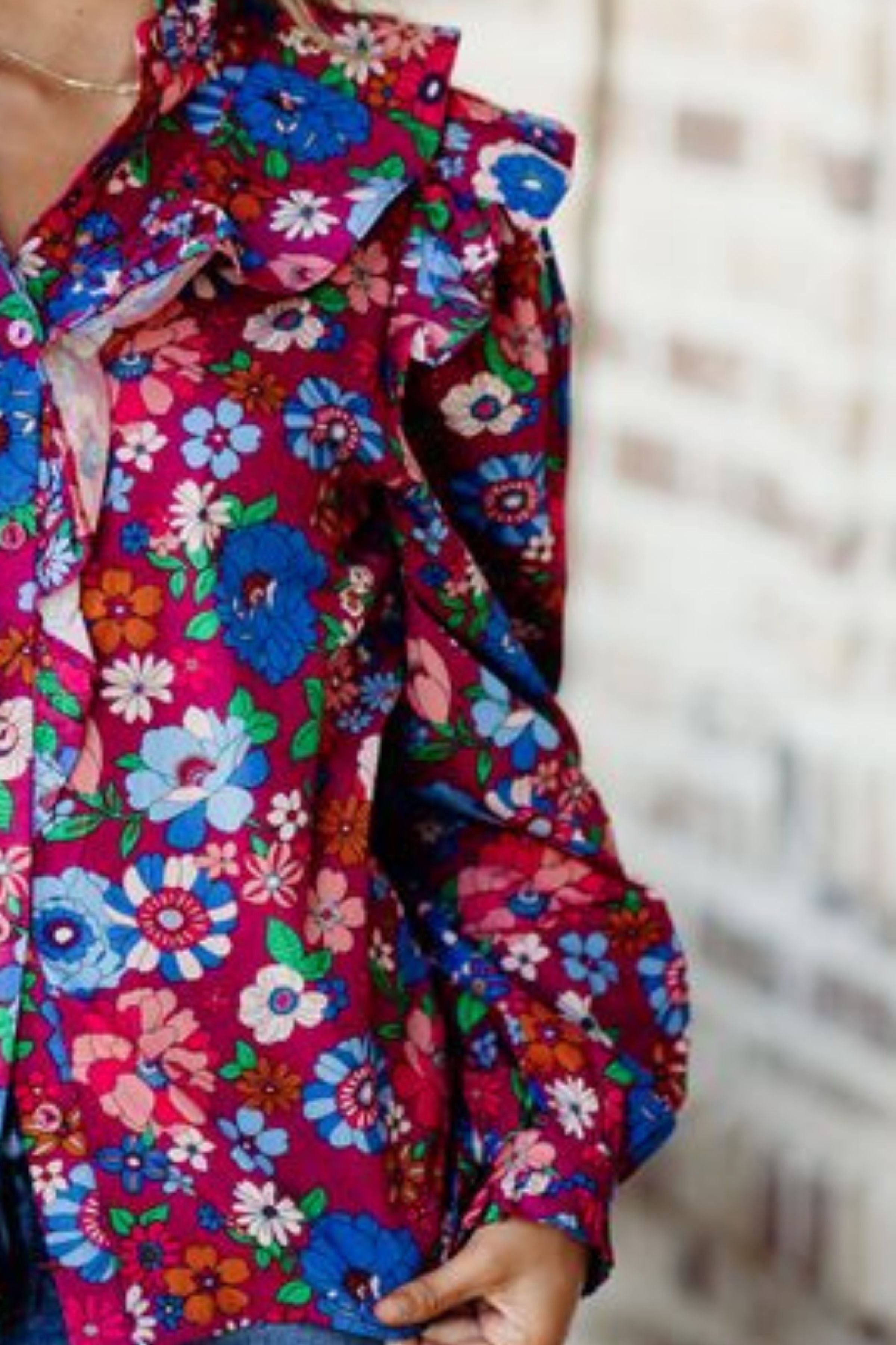 KARLIE MAGENTA LONDON FLORAL SHIRT