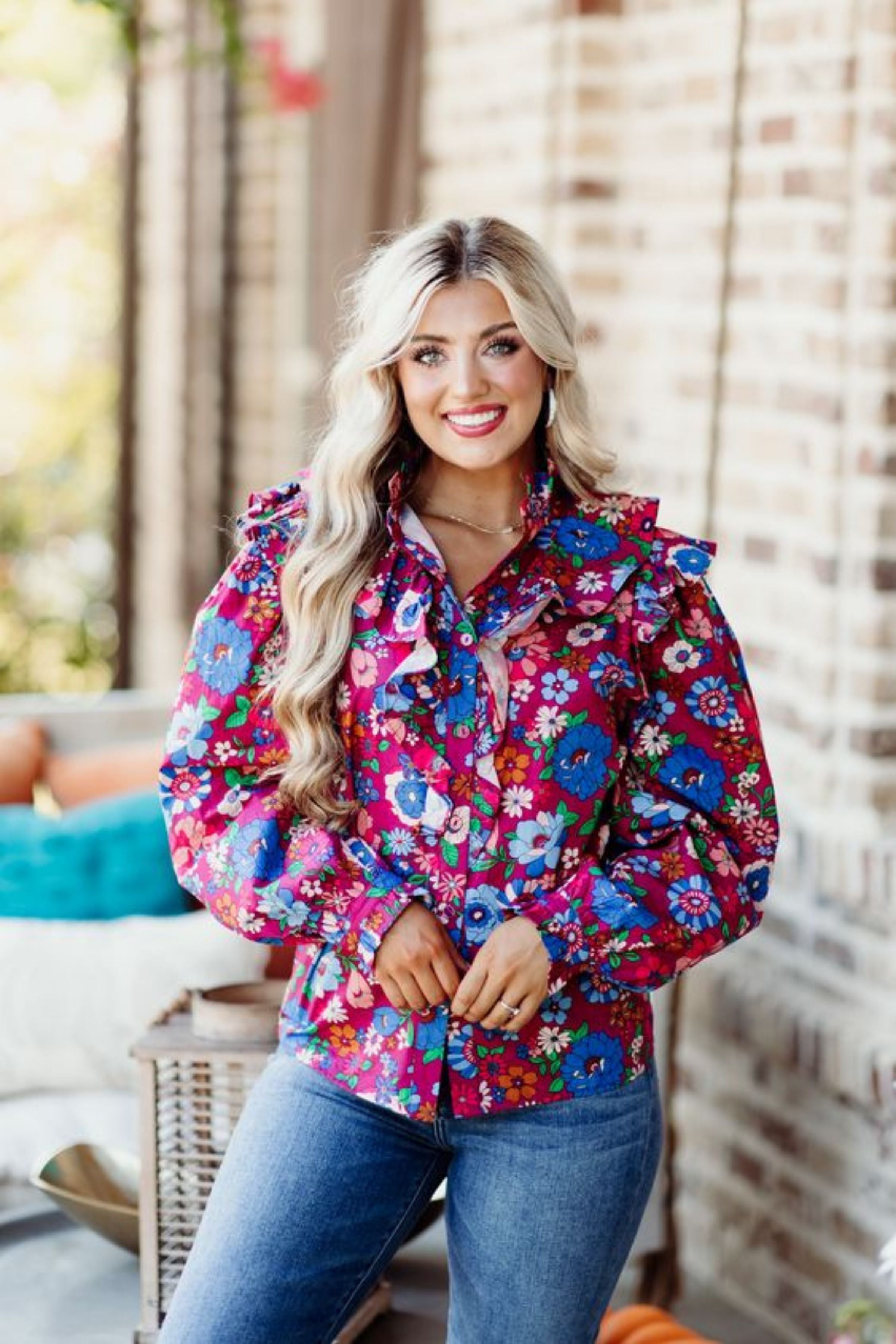 KARLIE MAGENTA LONDON FLORAL SHIRT 3