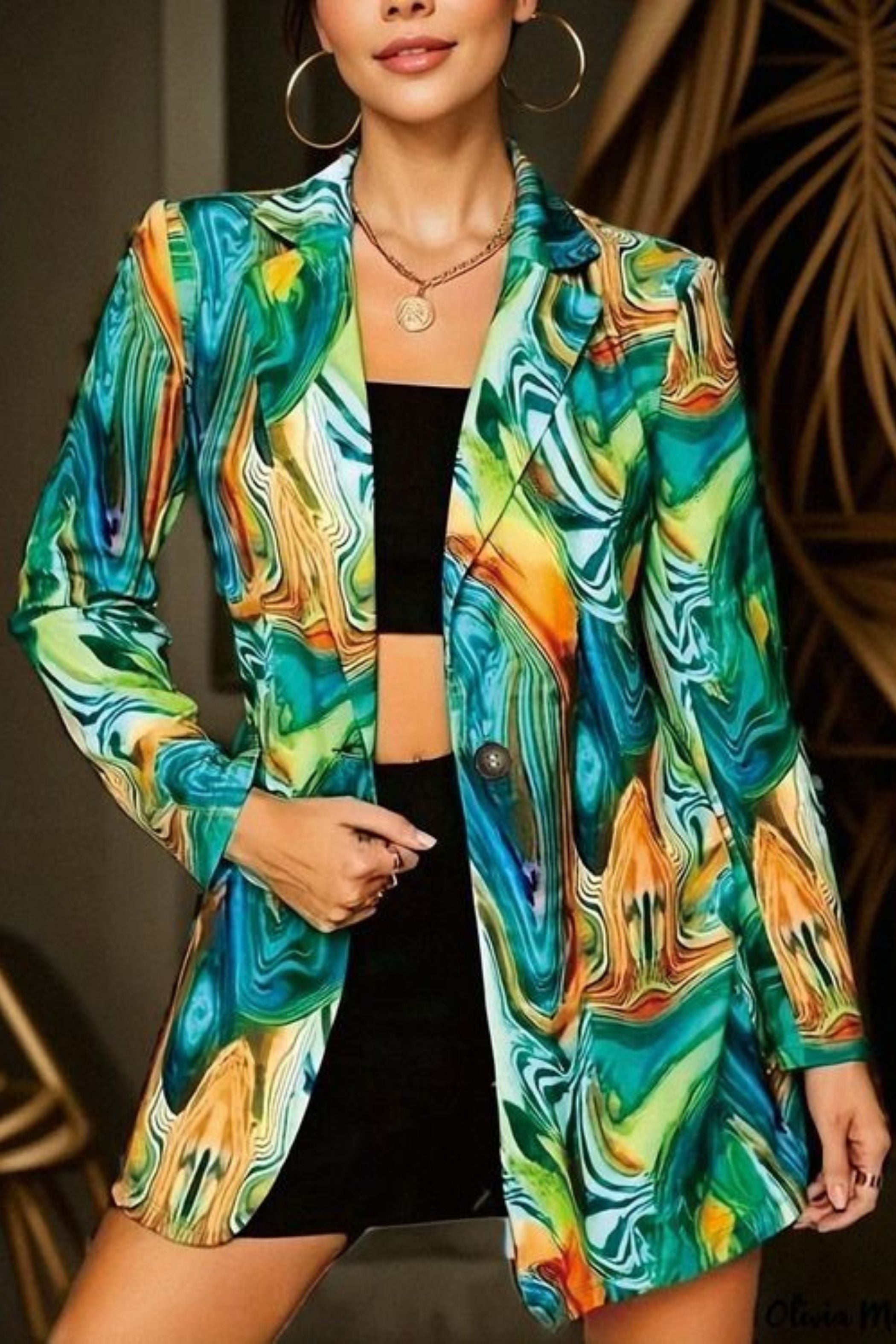 MARBLE PRINT BLAZER 