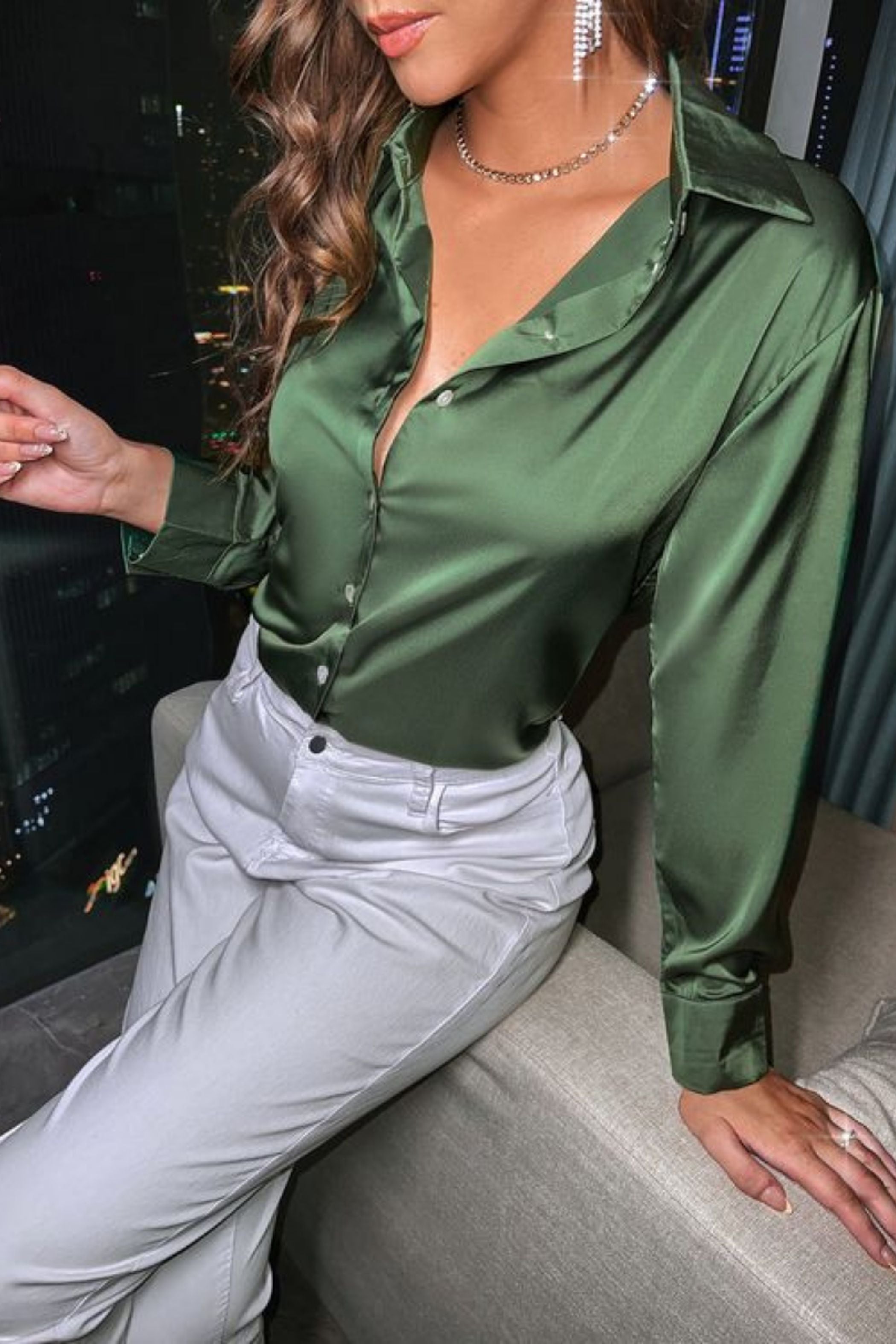 MINT SATIN SHIRT 1