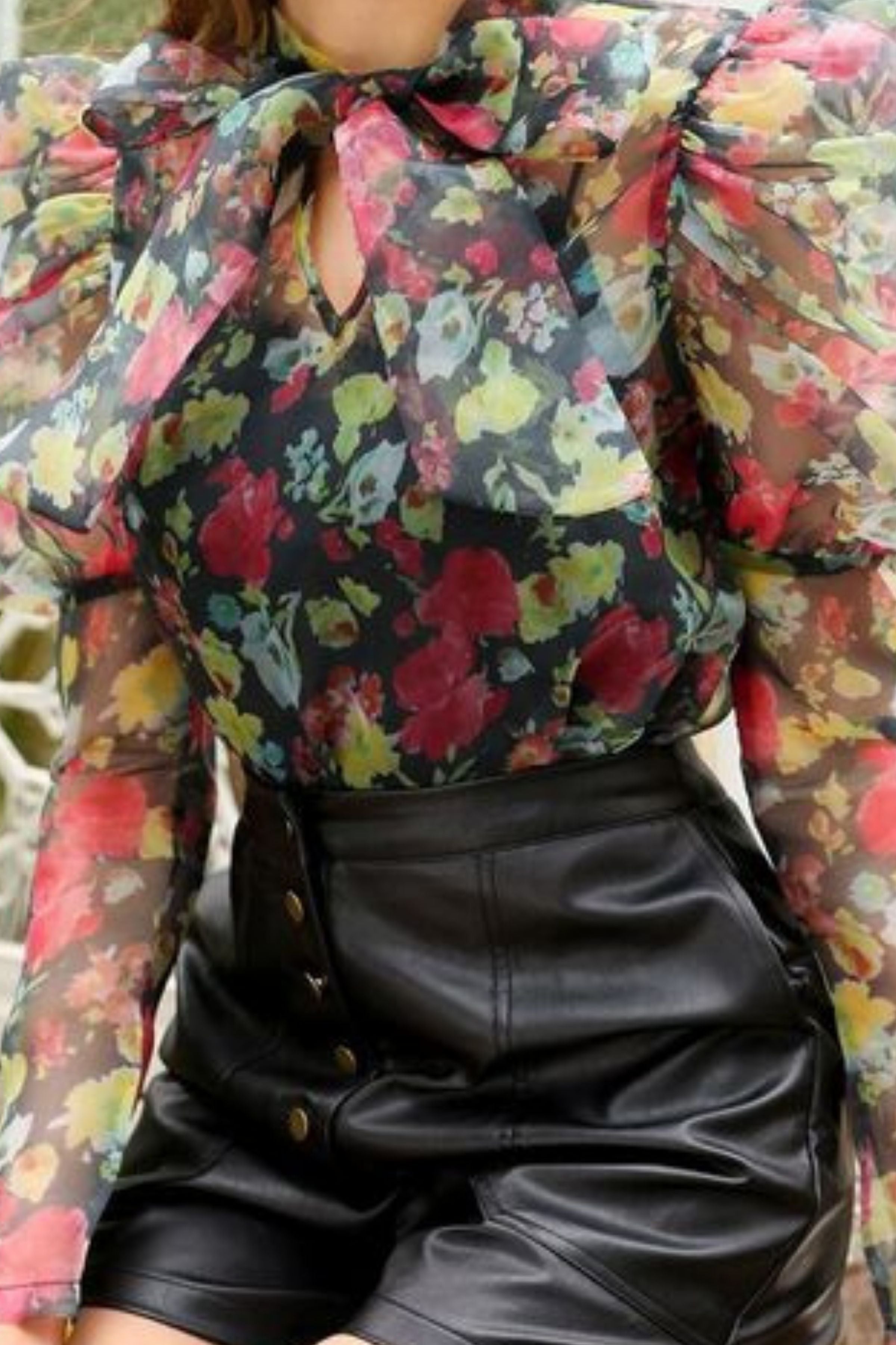 NECK TIE ORGANZA FLORAL TOP 1