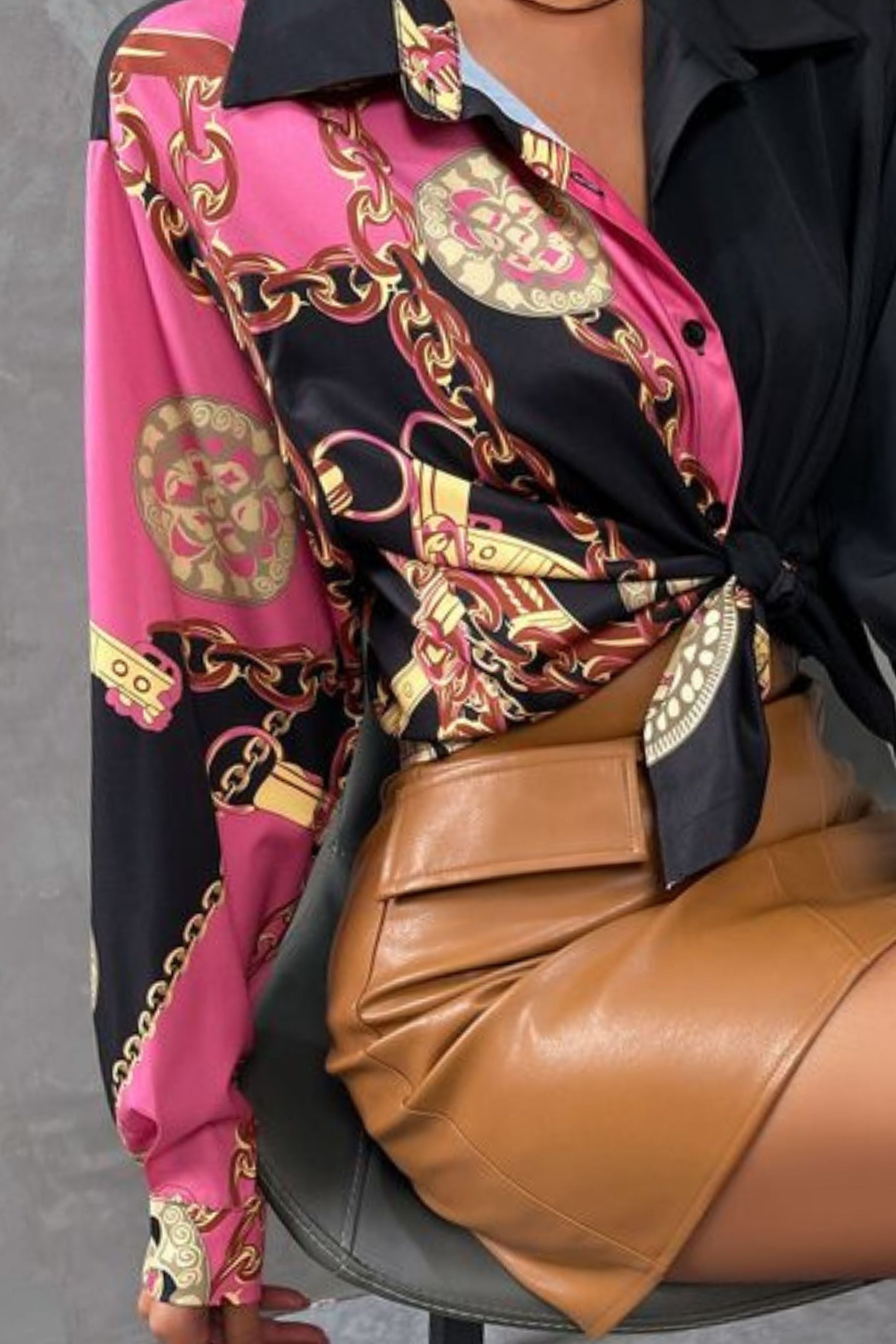 PINK CHAIN BLOCK SHIRT