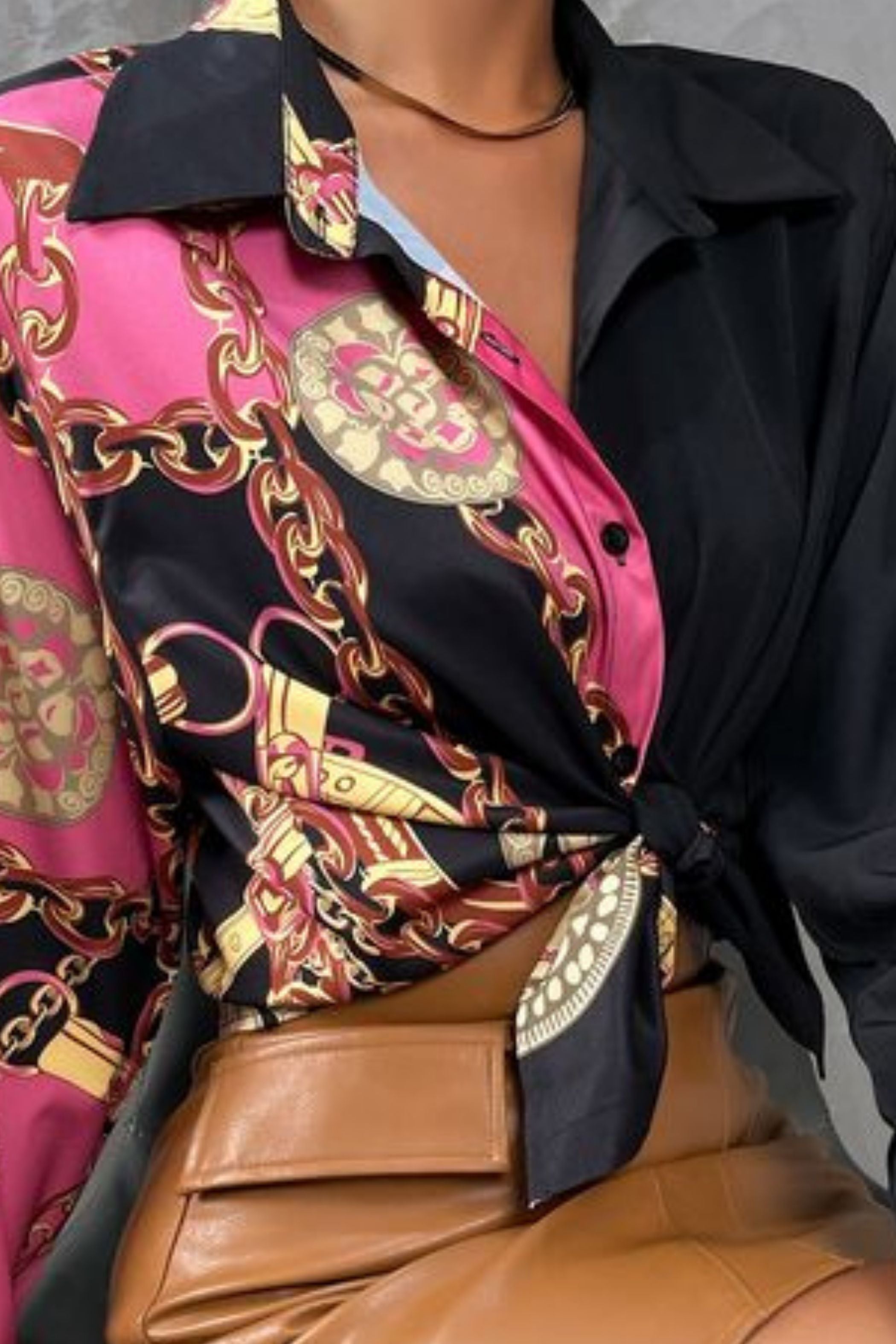 PINK CHAIN BLOCK SHIRT 1