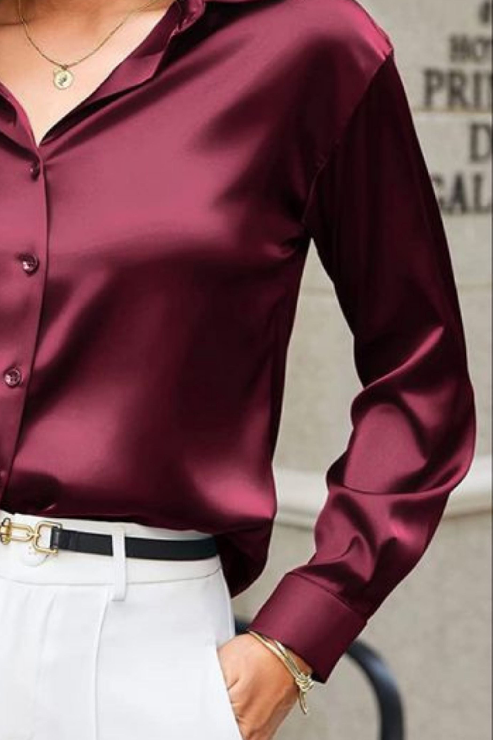 PLUM SATIN SHIRT