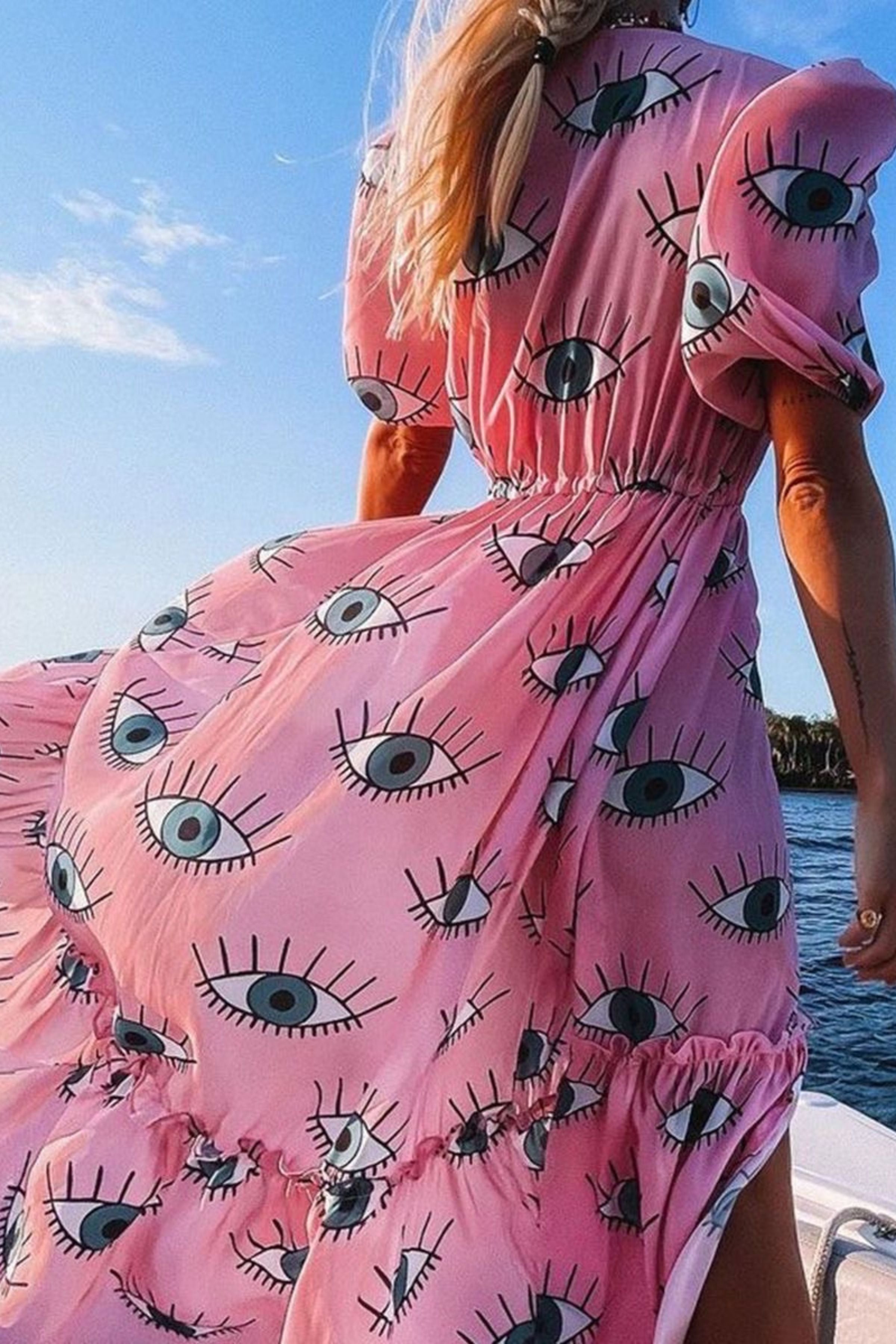 Pink Evil Eye Kimonos - Sexy Summer Beach Dress