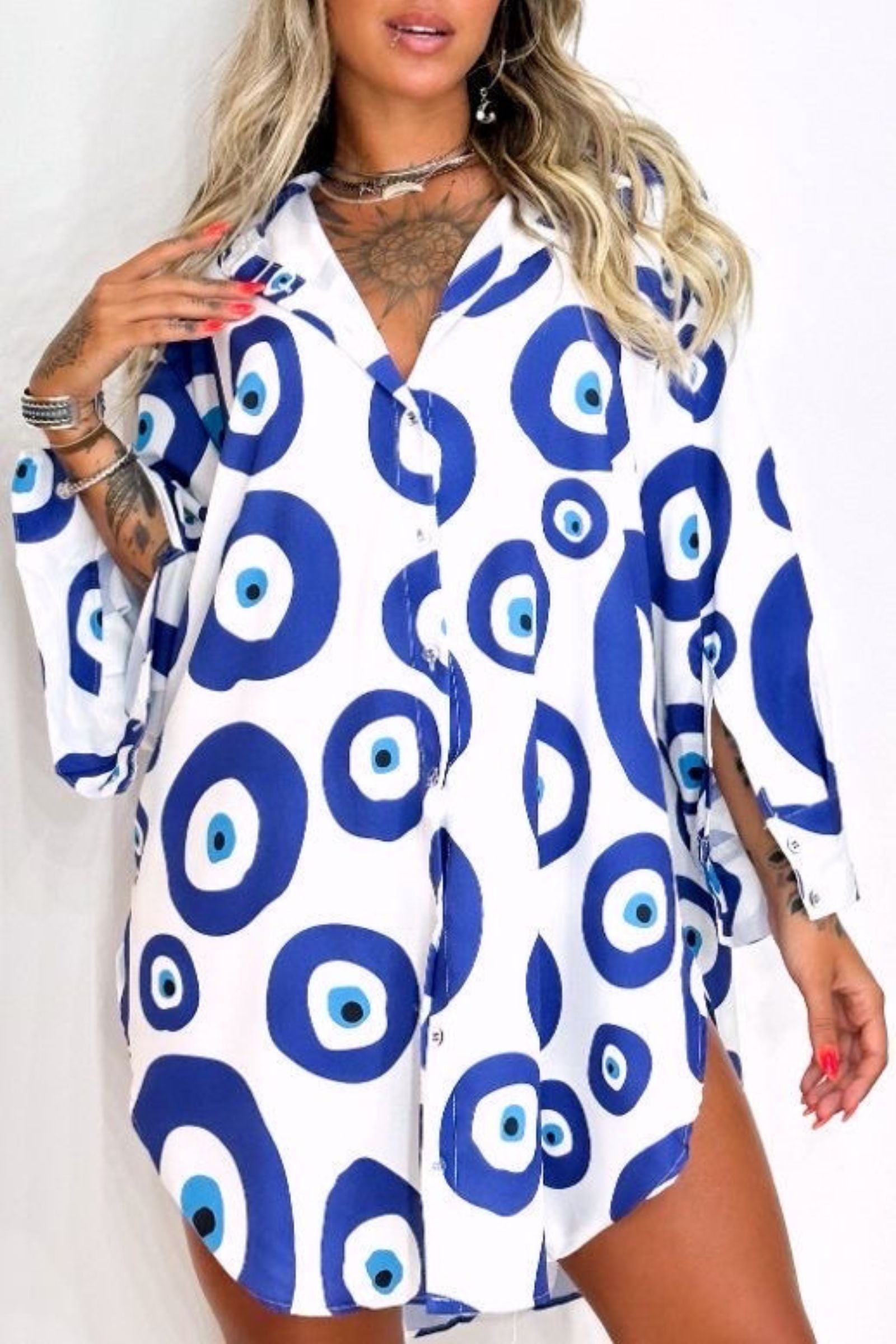 White And Blue Evil Eye Shirt 1