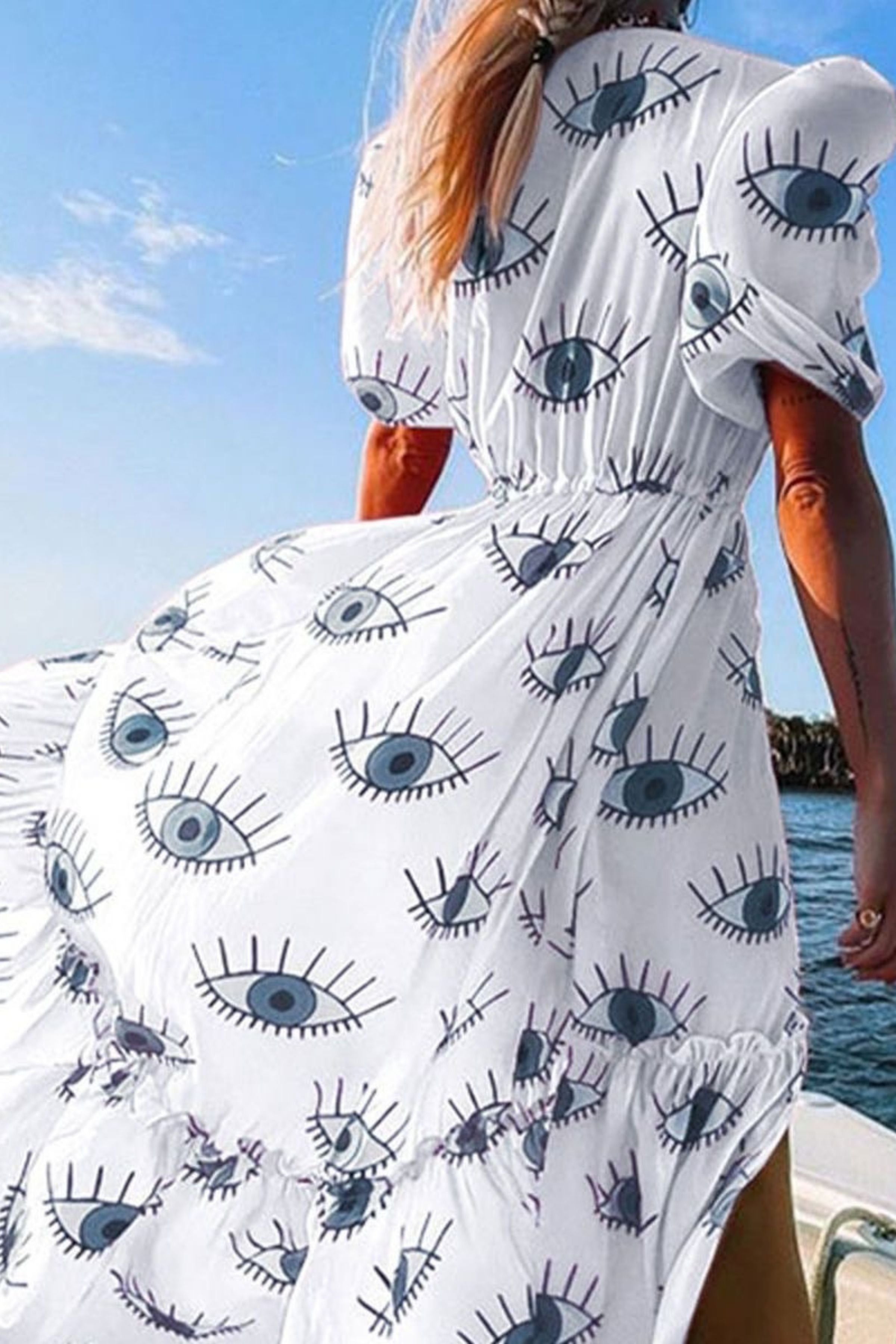 White Evil Eye Kimonos - Sexy Summer Beach Dress