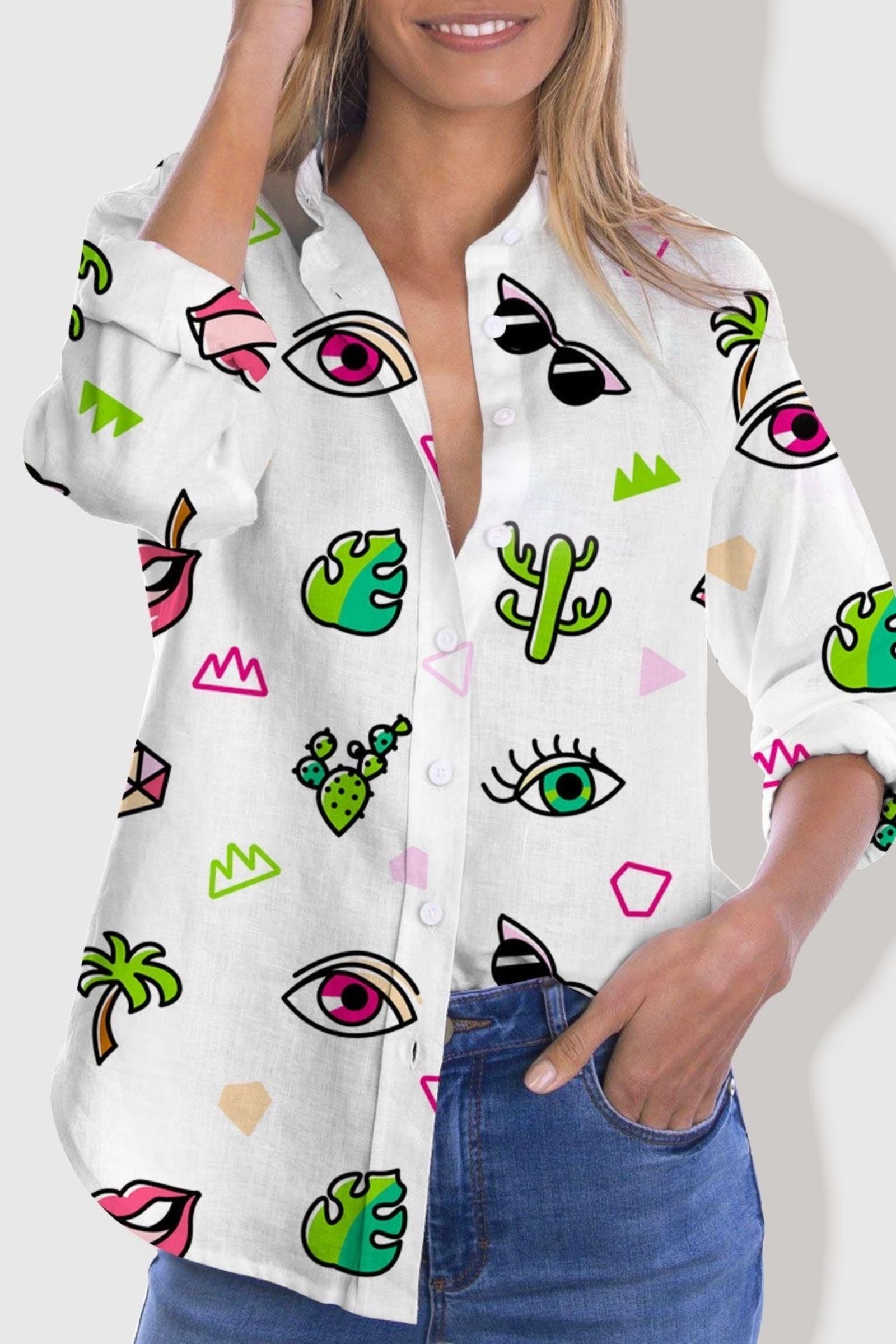 White Green Evil Eye Shirt 1