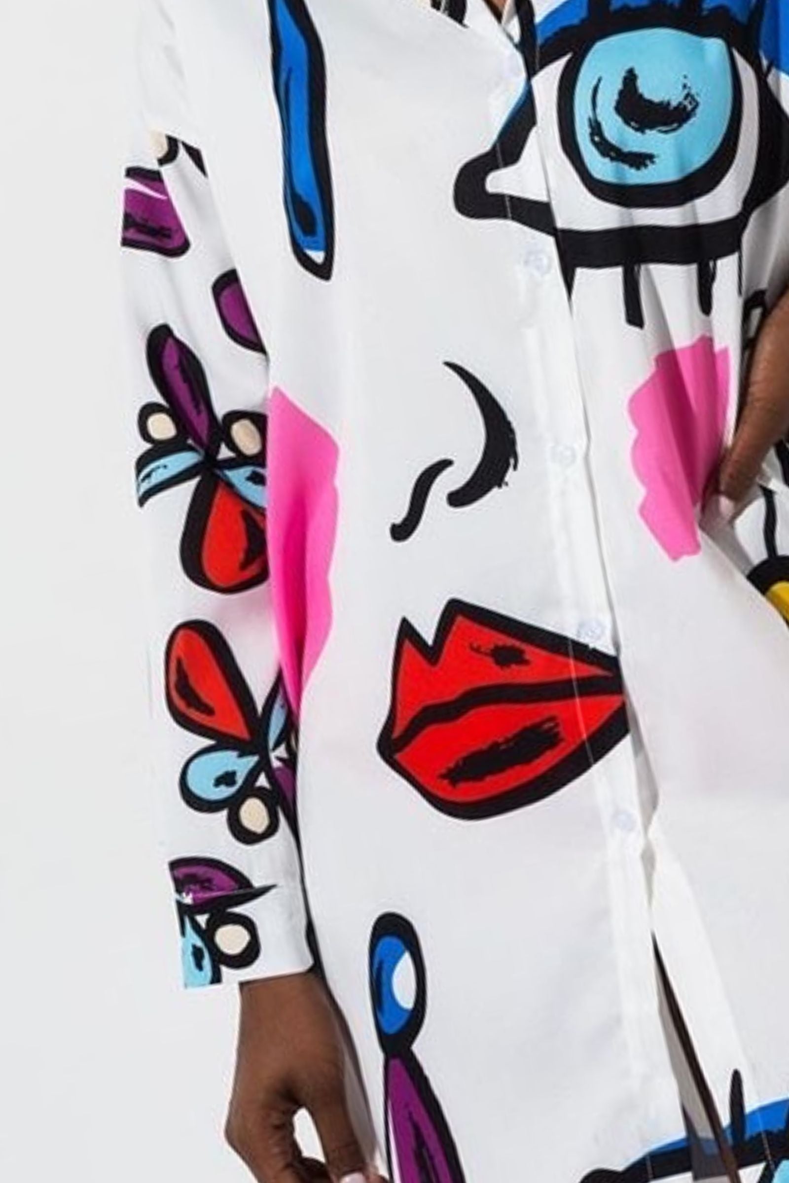 White Multi Evil Eye Shirt Dress 2