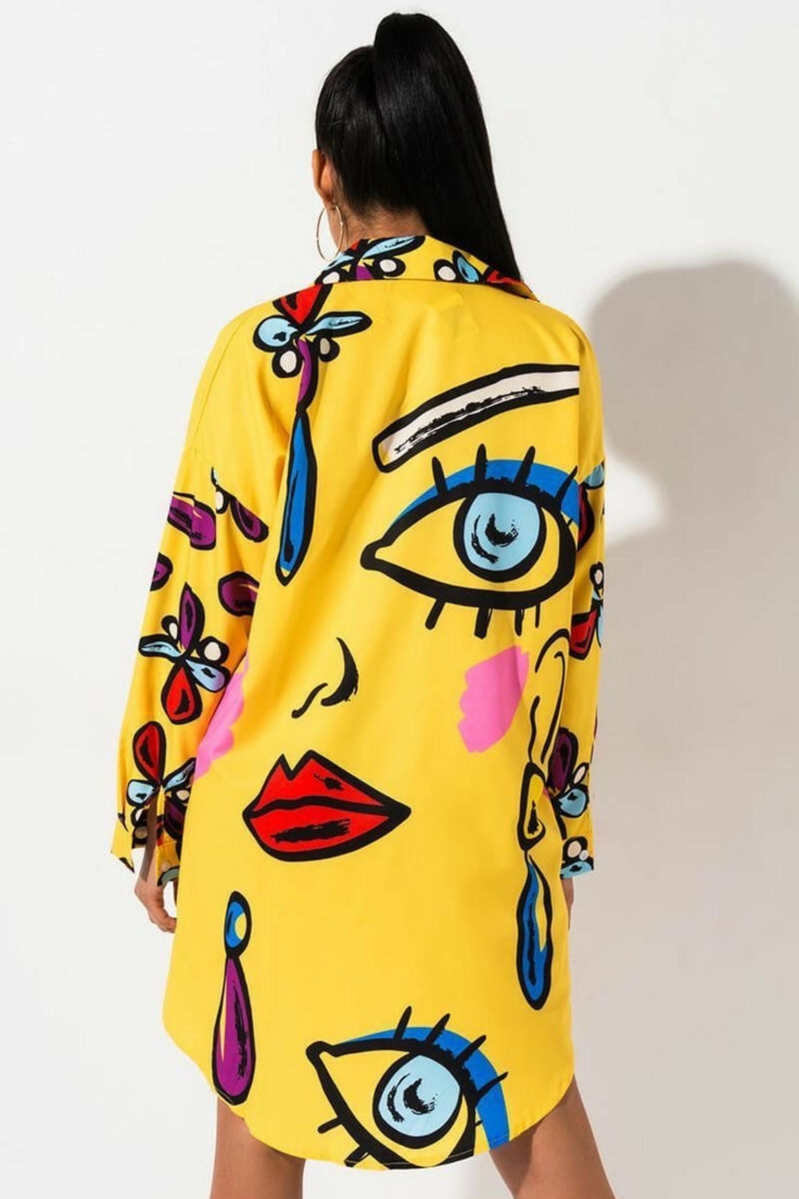 Yellow Evil Eye Shirt Dress 1