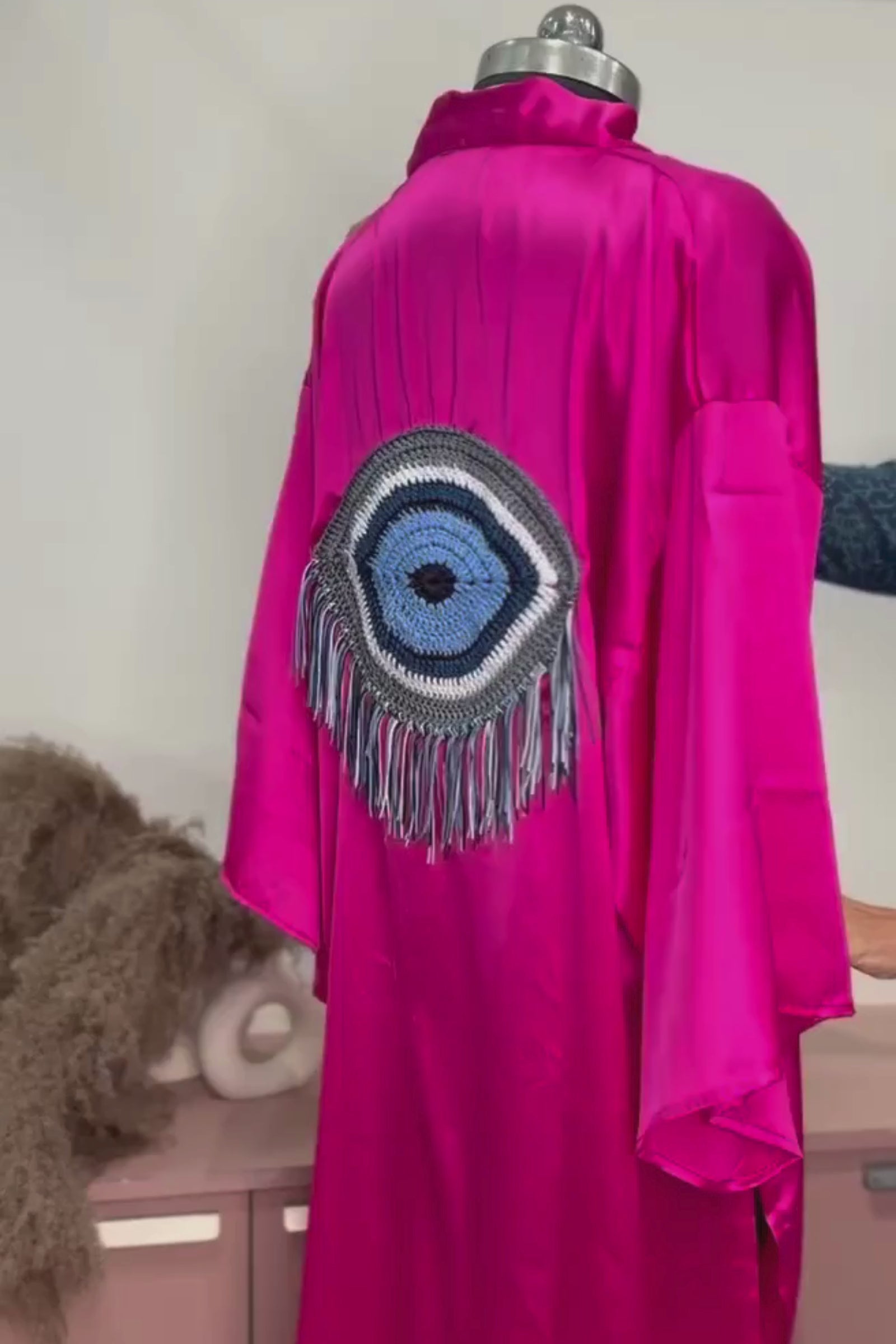 Pink Evil Eye Satin Kaftan